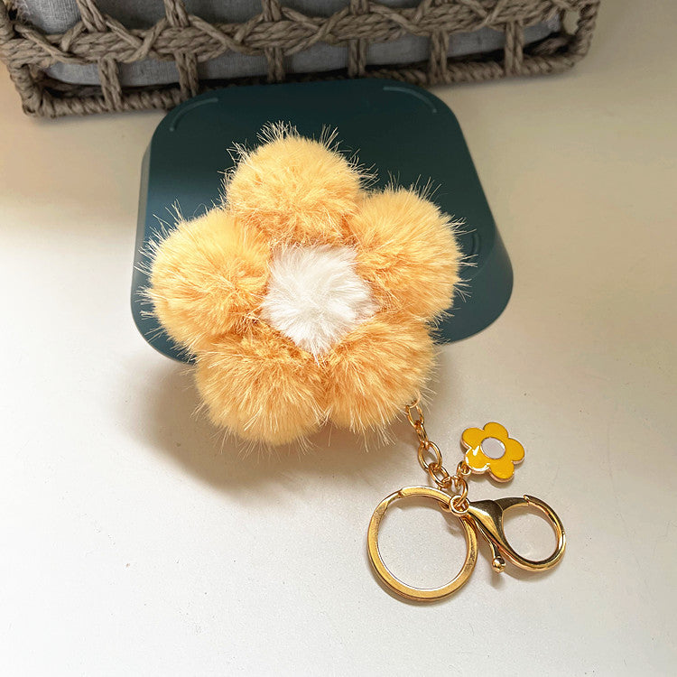 Wholesale Cherry Blossom Fur Ball Car Keychains